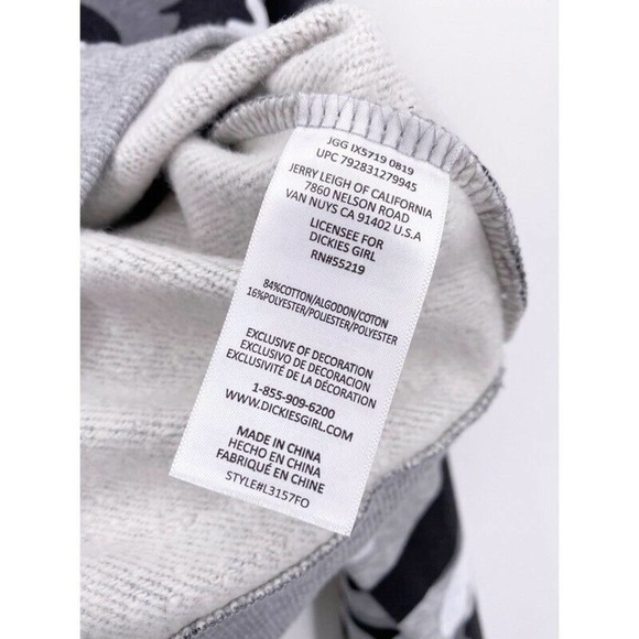 Dickies Camo Crop Sweatshirt M Gray White Camouflage Long Sleeve Top Shirt New - Picture 6 of 7